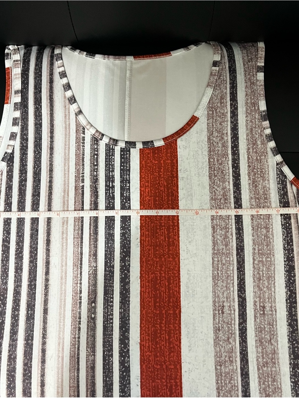 Sleeveless Striped Maxi Dress in Rust, White & Black with pockets - Picture 5 of 9
